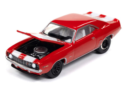 1969 Chevrolet Camaro Z28 Red with White Stripes and Interior "Muscle Cars USA" Series 1/64 Diecast Model Car by Johnny Lightning-0