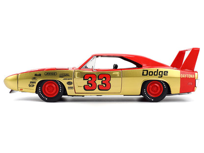 1969 Dodge Charger Daytona #33 Red and Gold Metallic with Graphics "Bigtime Muscle" Series 1/24 Diecast Model Car by Jada-0
