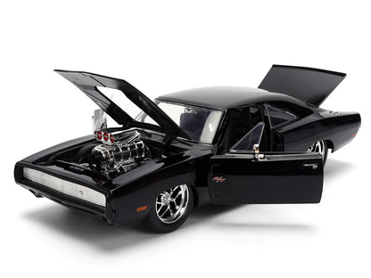 1970 Dodge Charger R/T Black "Furious 7" (2015) Movie "Fast & Furious" Series 1/24 Diecast Model Car by Jada-1