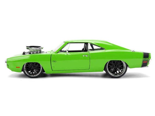 1970 Dodge Charger R/T Bright Green with Black Tail Stripe "Bigtime Muscle" Series 1/24 Diecast Model Car by Jada-0