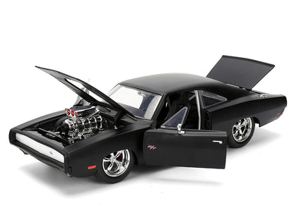 1970 Dodge Charger R/T Matt Black "Fast & Furious" (2009) Movie "Fast & Furious" Series 1/24 Diecast Model Car by Jada-1