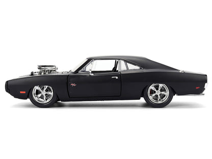 1970 Dodge Charger R/T Matt Black "Fast & Furious" (2009) Movie "Fast & Furious" Series 1/24 Diecast Model Car by Jada-2