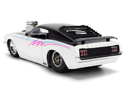 1970 Ford Mustang Boss 429 Black and White with Graphics "Bigtime Muscle" Series 1/24 Diecast Model Car by Jada-1