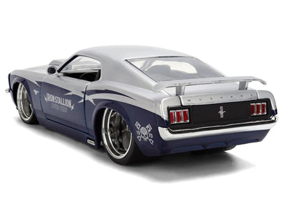 1970 Ford Mustang Boss 429 "Iron Stallion Speed Shop" Silver and Dark Blue Metallic "Bigtime Muscle" Series 1/24 Diecast Model Car by Jada-1