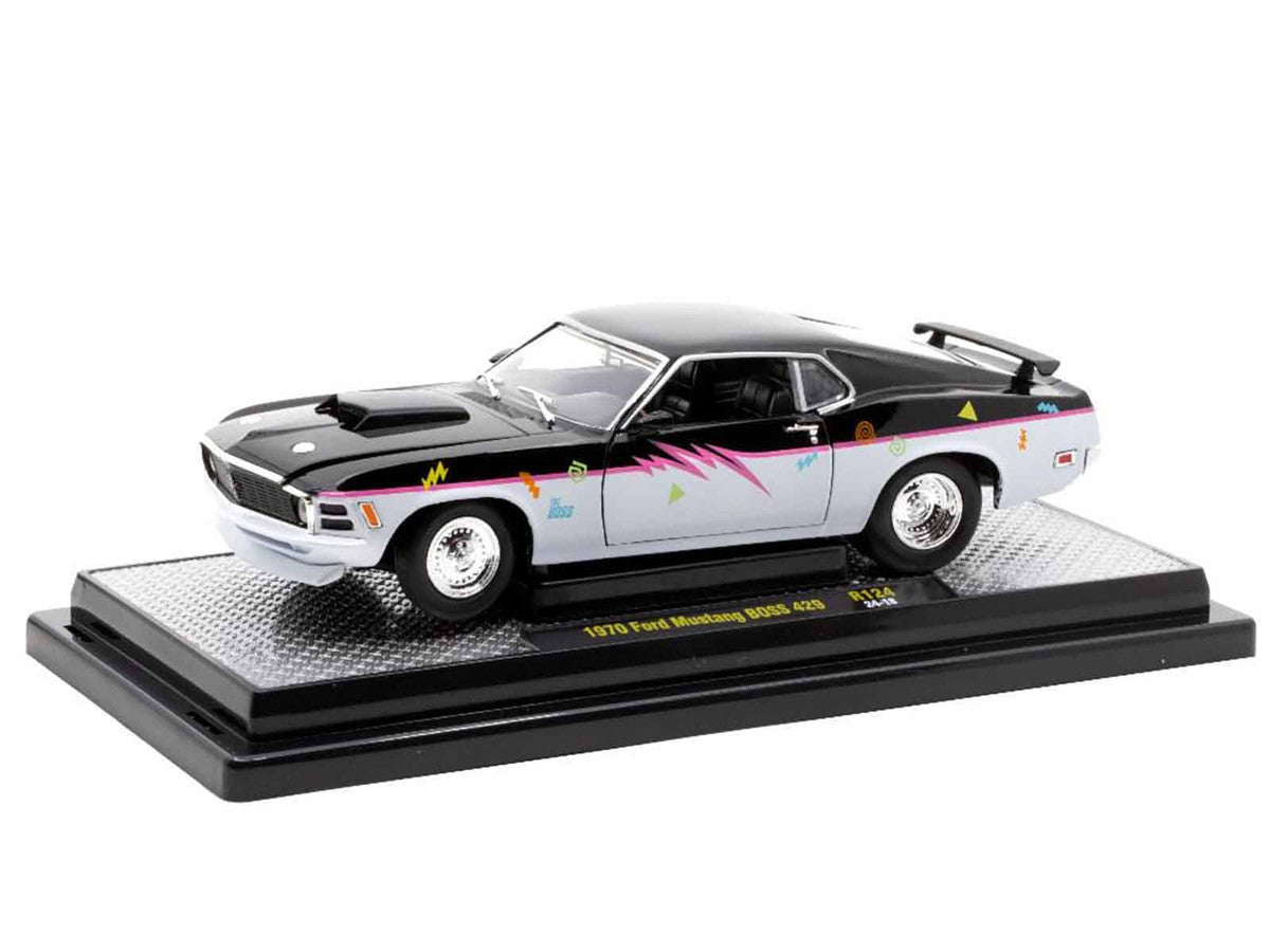 1970 Ford Mustang BOSS 429 "Pro Street" Black and Gray with Graphics Limited Edition to 6650 pieces Worldwide 1/24 Diecast Model Car by M2 Machines-0