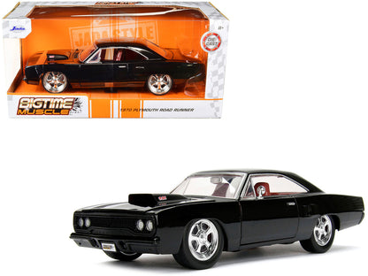 1970 Plymouth Road Runner 440 Black with Red Interior "Bigtime Muscle" Series 1/24 Diecast Model Car by Jada-0