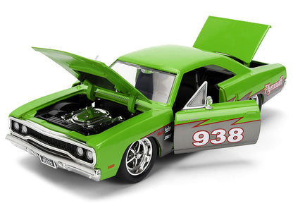 1970 Plymouth Road Runner #938 Green and Gray Metallic "Bigtime Muscle" Series 1/24 Diecast Model Car by Jada-1