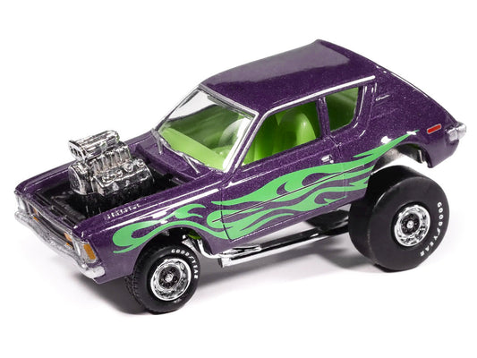 1971 AMC Gremlin Passion Purple Metallic with Green Flames and Interior ’Zingers!’ Series 1/64 Diecast Model Car