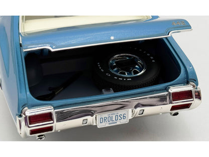 1971 Oldsmobile 442 W30 "Dr. Olds Release #6" Viking Blue Metallic with White Stripes Limited Edition to 442 pieces Worldwide 1/18 Diecast Model Car by ACME-4