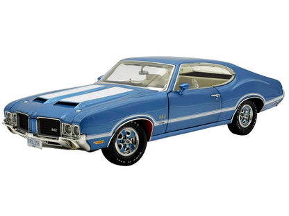 1971 Oldsmobile 442 W30 "Dr. Olds Release #6" Viking Blue Metallic with White Stripes Limited Edition to 442 pieces Worldwide 1/18 Diecast Model Car by ACME-1