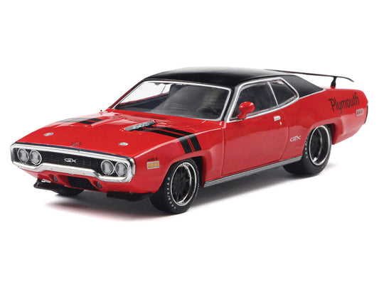 1971 Plymouth GTX Rally Red with Black Top and Stripes 1/43 Diecast Model by IXO Models-1