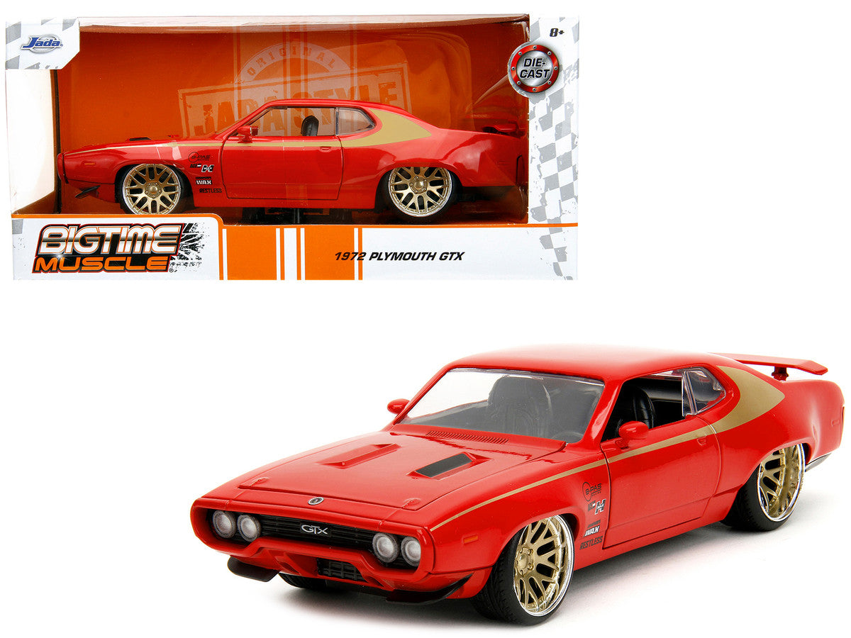 1972 Plymouth GTX Red with Gold Graphics "Bigtime Muscle" Series 1/24 Diecast Model Car by Jada-0
