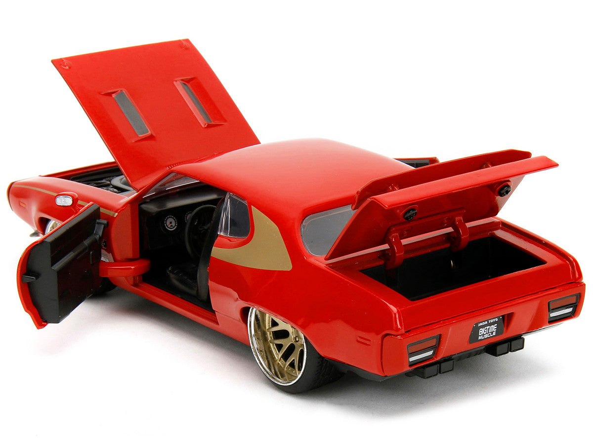 1972 Plymouth GTX Red with Gold Graphics "Bigtime Muscle" Series 1/24 Diecast Model Car by Jada-3