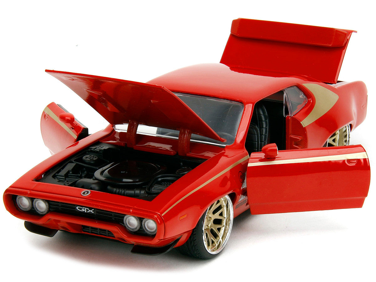1972 Plymouth GTX Red with Gold Graphics "Bigtime Muscle" Series 1/24 Diecast Model Car by Jada-1