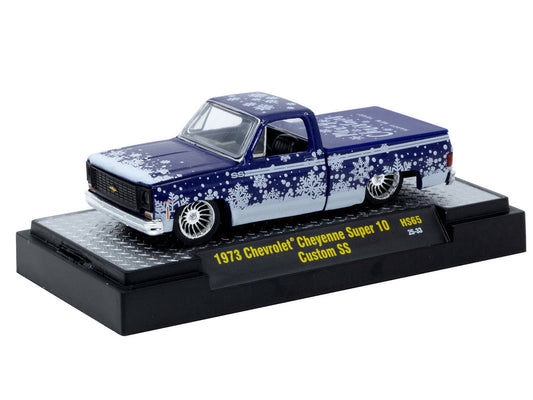 1973 Chevrolet Cheyenne Super 10 Pickup Truck ’Merry Christmas - Happy New Year’ Blue Metallic with White Snow Graphics