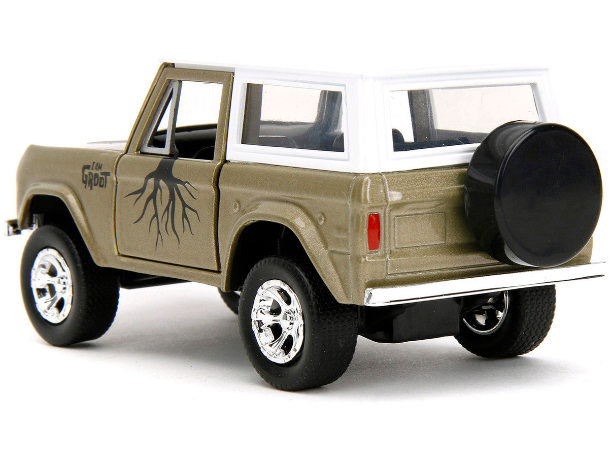 1973 Ford Bronco Gold Metallic with White Top and Groot Diecast Figure "Guardians of the Galaxy" "Marvel" Series 1/32 Diecast Model Car by Jada-3