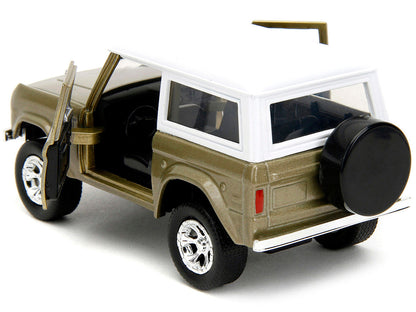 1973 Ford Bronco Gold Metallic with White Top and Groot Diecast Figure "Guardians of the Galaxy" "Marvel" Series 1/32 Diecast Model Car by Jada-2