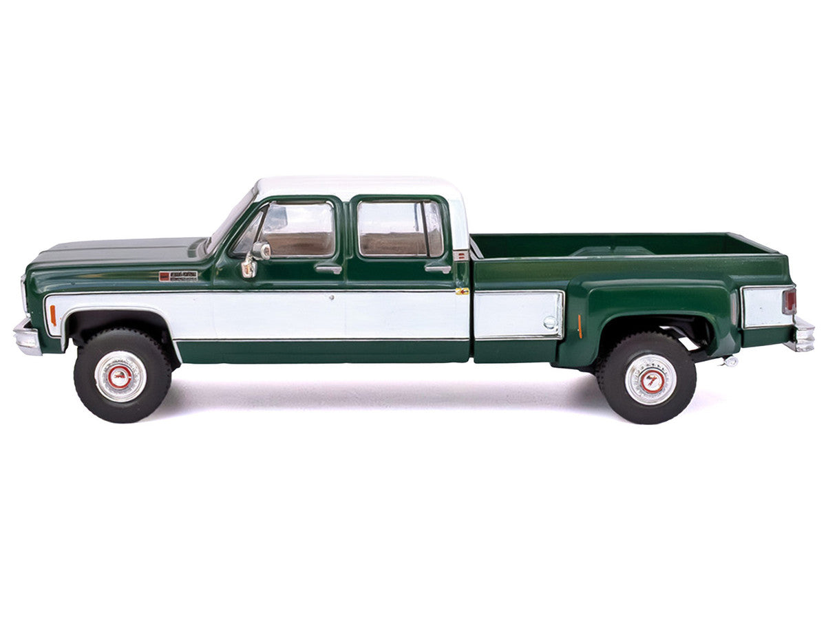 1973 GMC Sierra Grande 3500 Crew Cab Dually Pickup Truck Green and White 1/64 Diecast Model by IXO Models-2