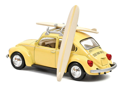 1973 Volkswagen Beetle 1303 Pastel Yellow with Roof Rack and 2 Surfboards 1/43 Diecast Model Car by Norev-0