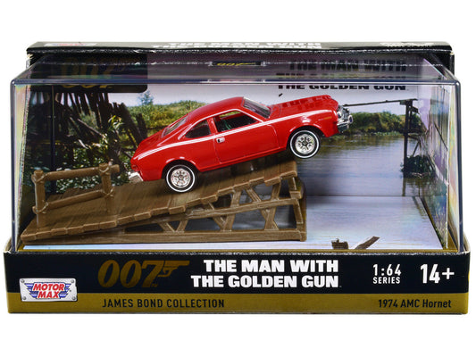 1974 AMC Hornet Red with White Stripes James Bond 007 ’The Man with the Golden Gun’ (1974) Movie with Display 1/64