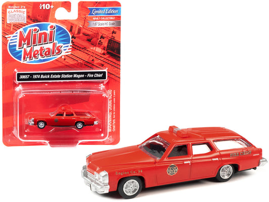 1974 Buick Estate Station Wagon Red "Fire Chief" 1/87 (HO) Scale Model by Classic Metal Works-0