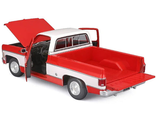 1974 Chevrolet C10 Cheyenne Super Pickup Truck Red and White ’Special Edition’ Series 1/18 Diecast Model Car by Maisto