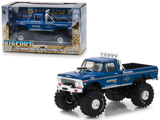 1974 Ford F-250 Ranger XLT Monster Truck Bigfoot #1 "The Original Monster Truck" Blue "Kings of Crunch" 1/43 Diecast Model Car by Greenlight-0
