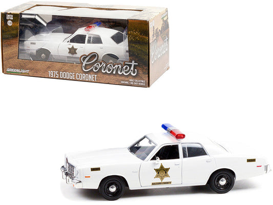 1975 Dodge Coronet White "Hazzard County Sheriff" 1/24 Diecast Model Car by Greenlight-0