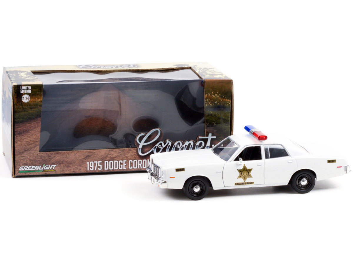 1975 Dodge Coronet White "Hazzard County Sheriff" 1/24 Diecast Model Car by Greenlight-1