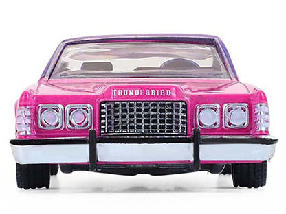1975 Ford Thunderbird Lowrider Pink Metallic with Purple Top and Graphics with Purple Interior "California Lowriders" Series 7 1/64 Diecast Model Car by Greenlight-1
