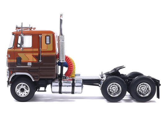1976 Ford CL 9000 Truck Tractor Brown Two-Tone with Graphics 1/64 Diecast Model by IXO Models-0