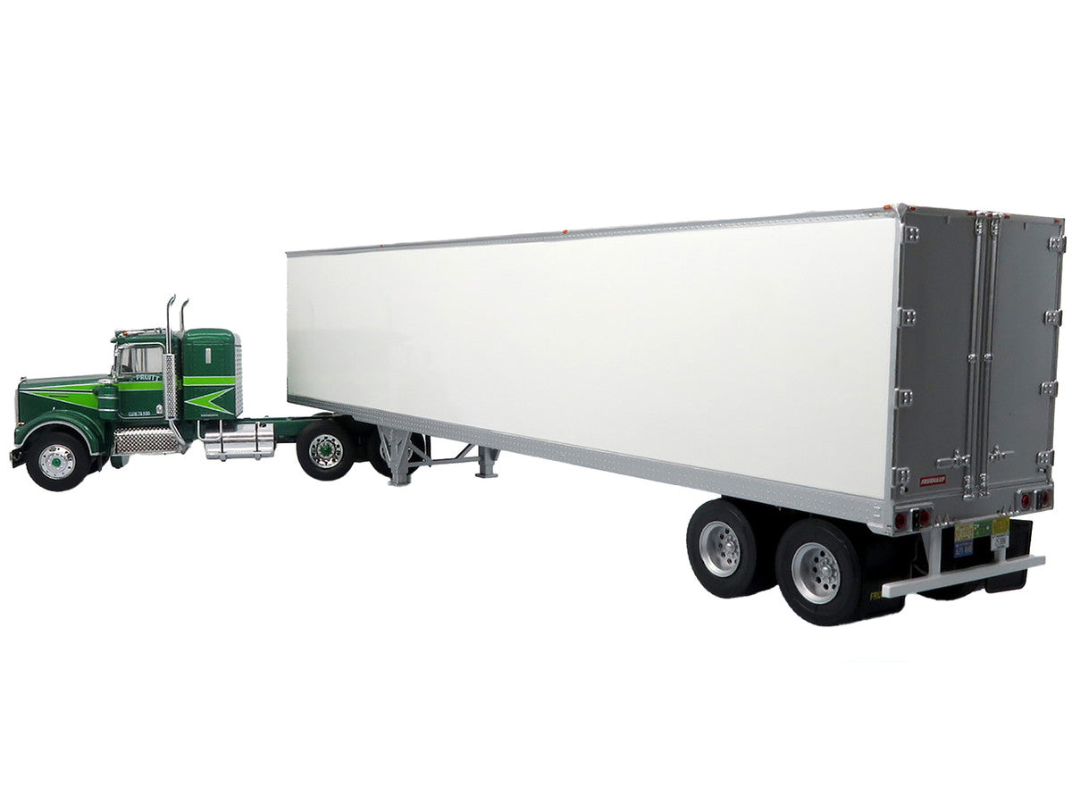 1976 Kenworth W900A Tractor with Dry Goods Trailer Green Metallic with Light Green Graphics "Vintage Heavy Haul Truck Collection" 1/43 Diecast Model by Iconic Replicas-1