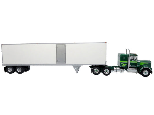 1976 Kenworth W900A Tractor with Dry Goods Trailer Green Metallic with Light Green Graphics "Vintage Heavy Haul Truck Collection" 1/43 Diecast Model by Iconic Replicas-0