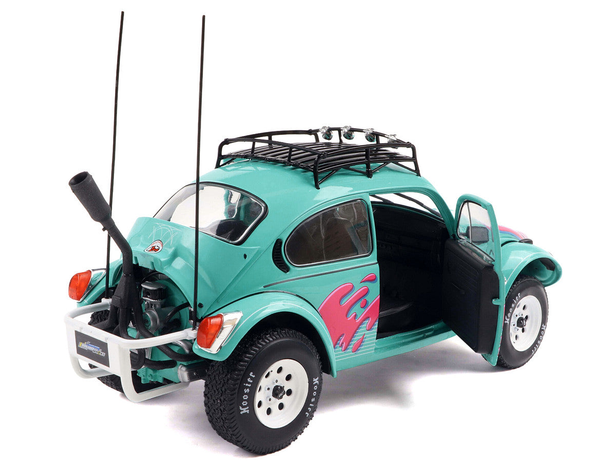 1976 Volkswagen Beetle Baja Miami Green with Pink Graphics 1/18 Diecast Model Car by Solido-3