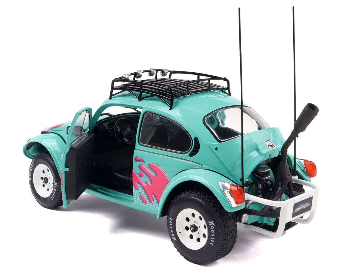 1976 Volkswagen Beetle Baja Miami Green with Pink Graphics 1/18 Diecast Model Car by Solido-1