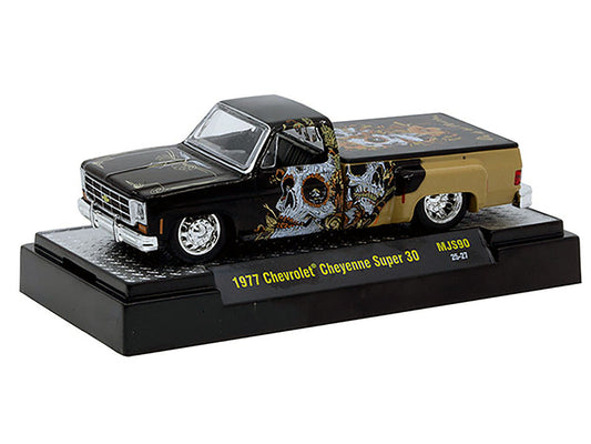 1977 Chevrolet Cheyenne Super 30 Pickup Truck ’Dia De Los Muertos’ Black with Graphics Limited Edition to 9900 pieces