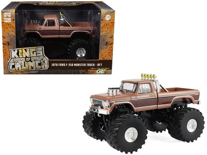 1978 Ford F-350 Monster Truck with 66-Inch Tires "BFT" Brown Two-Tone "Kings of Crunch" Series 1/43 Diecast Model Car by Greenlight-4