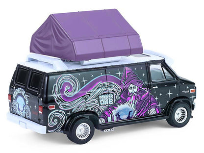 1978 GMC Vandura Custom Van Black with Wizard Graphics and White Top with Camp'otel Cartop Sleeper Tent "The Great Outdoors" Series 4 1/64 Diecast Model Car by Greenlight-3
