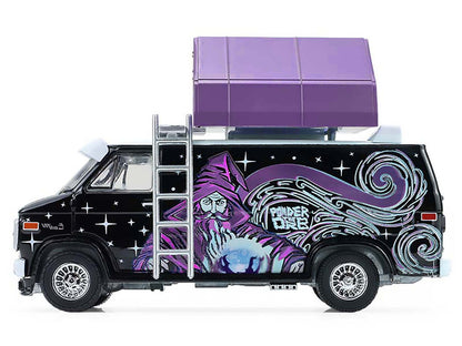 1978 GMC Vandura Custom Van Black with Wizard Graphics and White Top with Camp'otel Cartop Sleeper Tent "The Great Outdoors" Series 4 1/64 Diecast Model Car by Greenlight-2