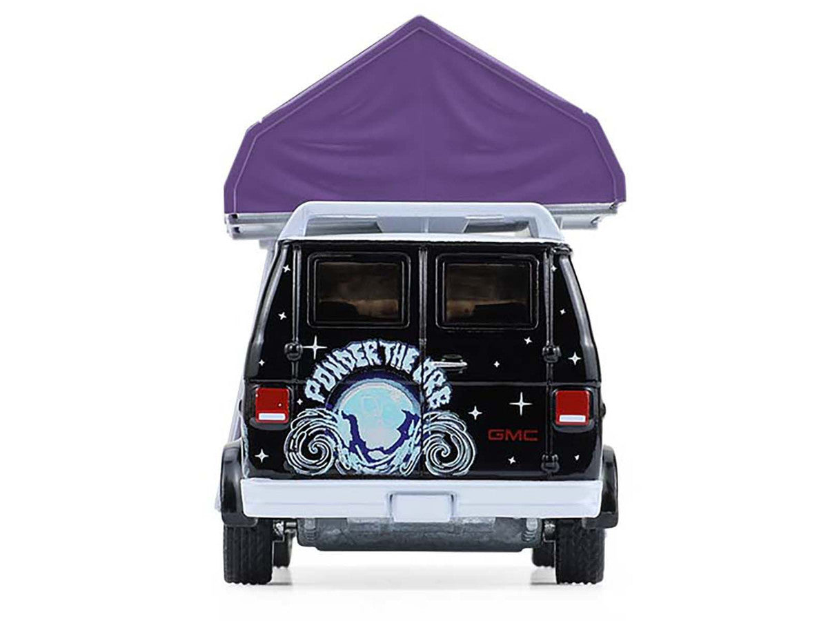 1978 GMC Vandura Custom Van Black with Wizard Graphics and White Top with Camp'otel Cartop Sleeper Tent "The Great Outdoors" Series 4 1/64 Diecast Model Car by Greenlight-4
