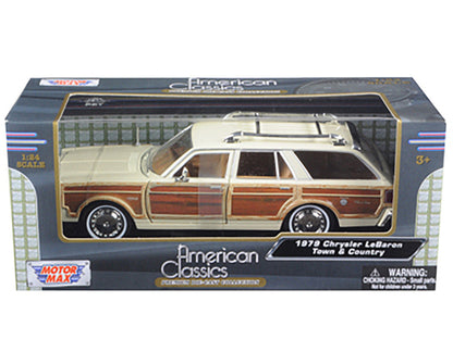 1979 Chrysler Lebaron Town & Country Cream 1/24 Diecast Model Car by Motormax-2