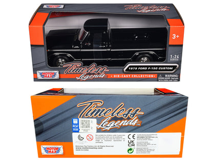1979 Ford F-150 Custom Pickup Truck Black "Timeless Legends" Series 1/24 Diecast Model Car by Motormax-2