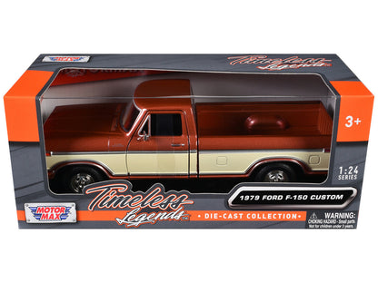 1979 Ford F-150 Custom Pickup Truck Brown Metallic and Cream "Timeless Legends" Series 1/24 Diecast Model Car by Motormax-0