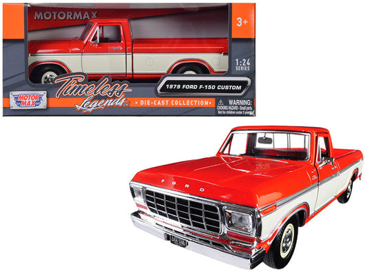 1979 Ford F-150 Custom Pickup Truck Orange and Cream 1/24 Diecast Model Car by Motormax-2