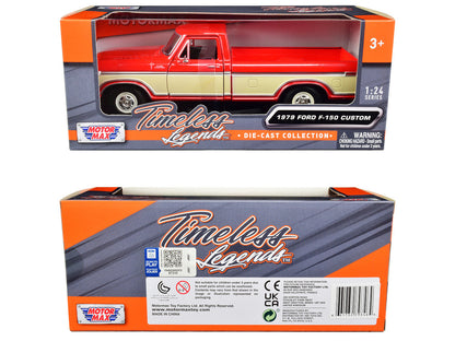 1979 Ford F-150 Pickup Truck Red and Cream 1/24 Diecast Model Car by Motormax-1