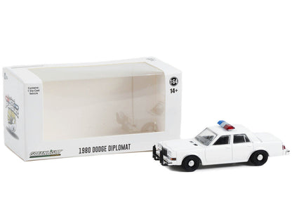 1980-1989 Dodge Diplomat Police Unmarked White with Light Bar "Hot Pursuit" "Hobby Exclusive" Series 1/64 Diecast Model Car by Greenlight-1