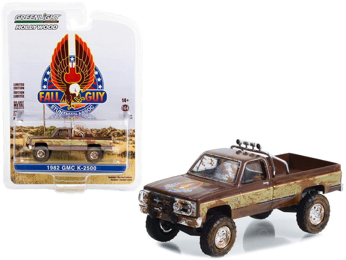 1982 GMC K-2500 Sierra Grande Pickup Truck Brown and Gold (Dirty Version) "Fall Guy Stuntman Association" Hollywood Special Edition 1/64 Diecast Model Car by Greenlight-0