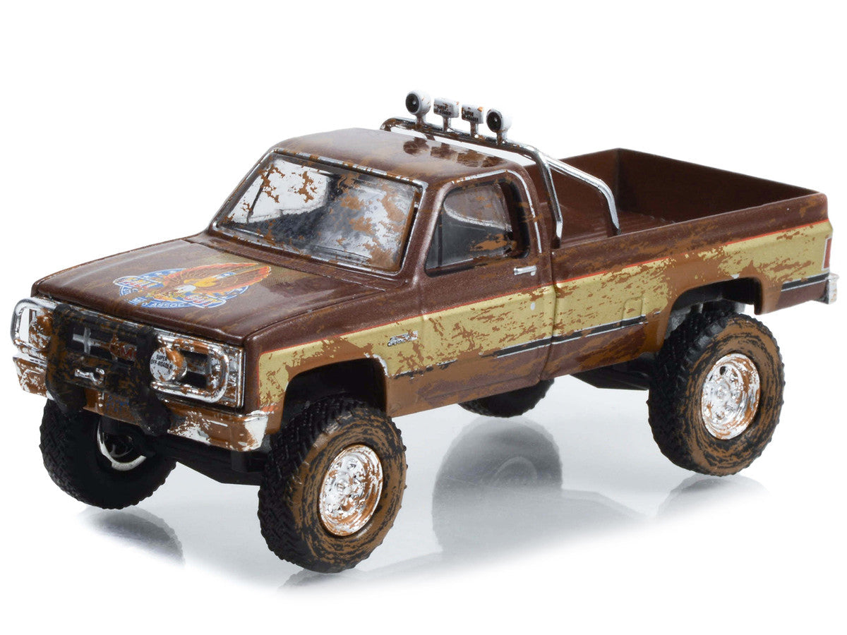1982 GMC K-2500 Sierra Grande Pickup Truck Brown and Gold (Dirty Version) "Fall Guy Stuntman Association" Hollywood Special Edition 1/64 Diecast Model Car by Greenlight-1