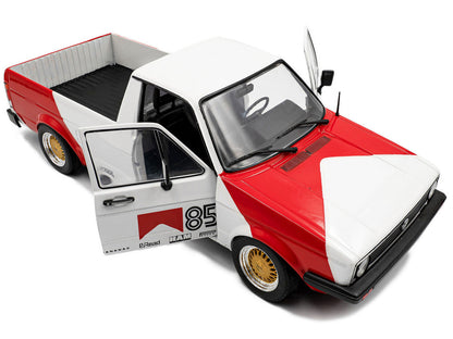 1983 Volkswagen Caddy MK 1 Pickup Truck "Red Cowboy Racing Tribute" White and Red 1/18 Diecast Model Car by Solido-3