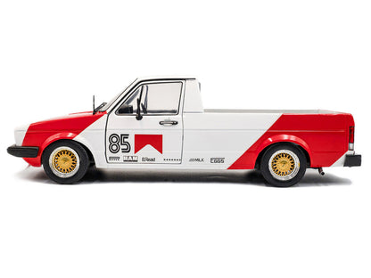 1983 Volkswagen Caddy MK 1 Pickup Truck "Red Cowboy Racing Tribute" White and Red 1/18 Diecast Model Car by Solido-0